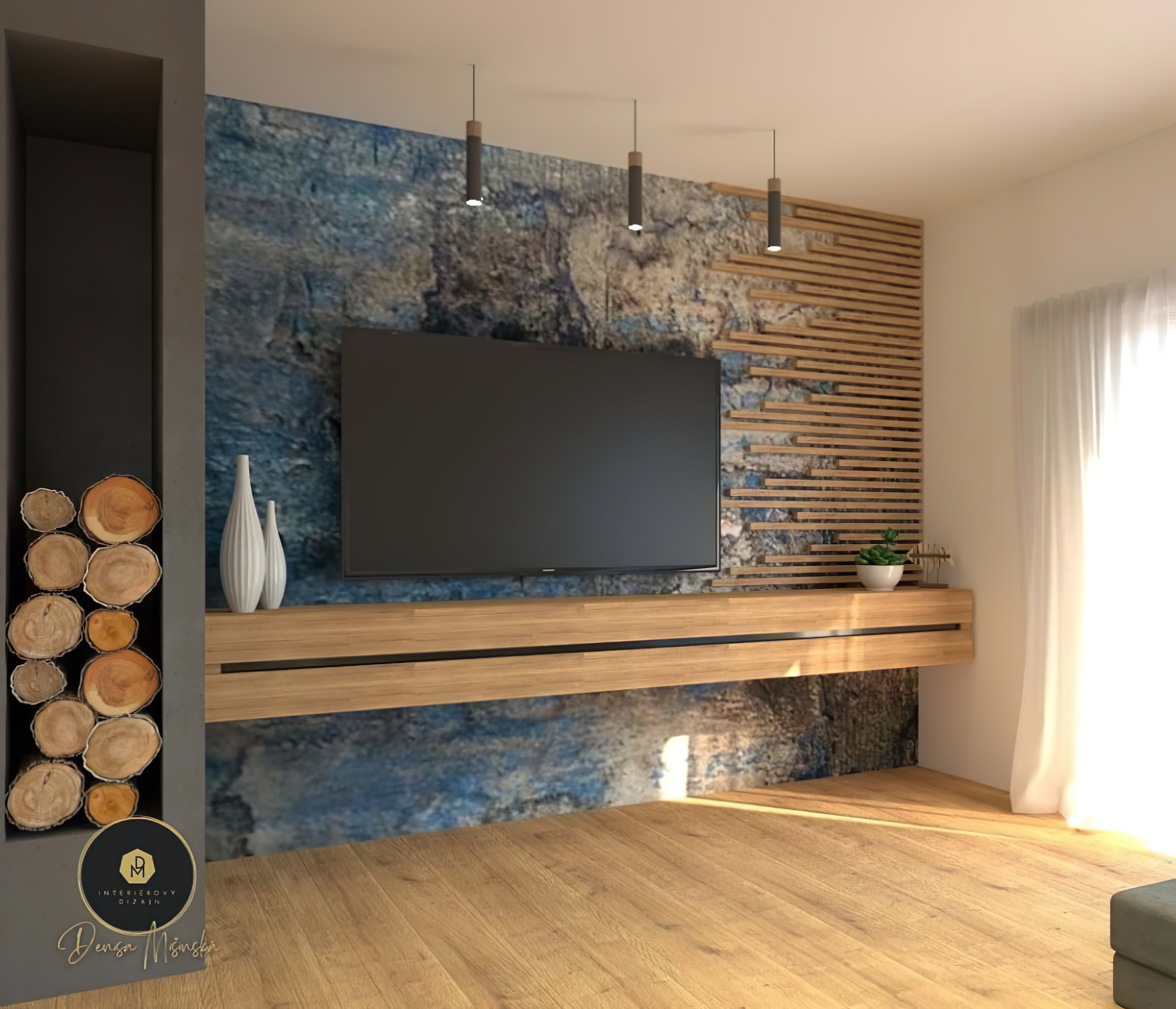 3D fotorealistická vizualizácia TV stena-DM dizajn
